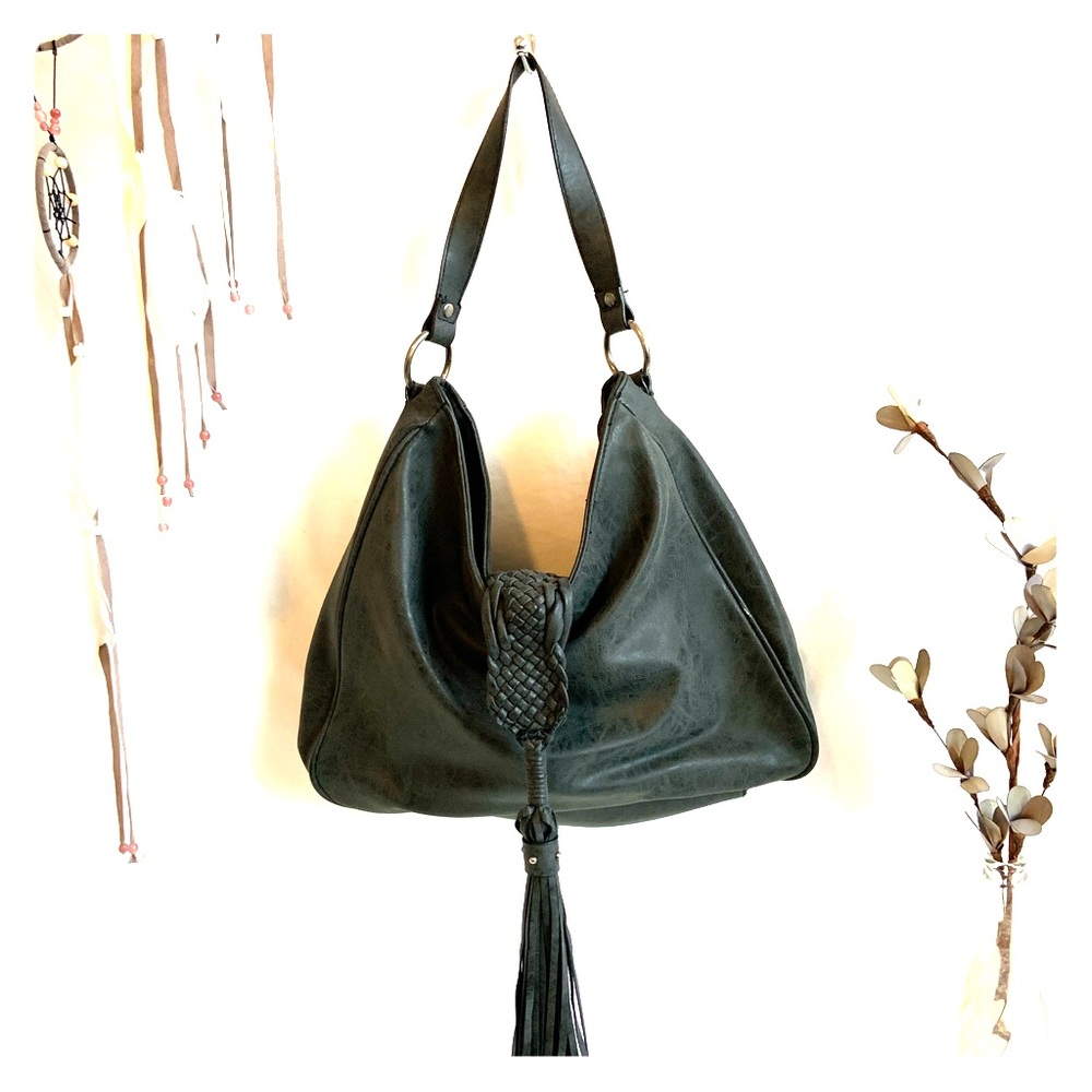 Gray Leather Satchel